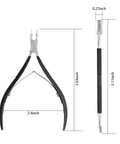 Must Have Pro Cuticle Trimmer With Pusher And Nipper Stainless Steel Manicure Pedicure Tool showing dimensions