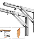 12 Inch Folding Shelf Brackets 2 Pack Stainless Steel Built Tough L Brackets Corrosion Resistant heavy duty wall brackets in use.