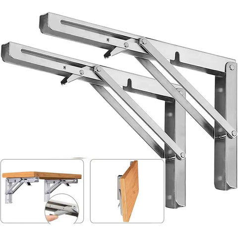 12 Inch Folding Shelf Brackets 2 Pack Stainless Steel Built Tough L Brackets Corrosion Resistant heavy duty wall brackets in use.