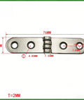 Premium Tough As Nails Heavy Duty Folding Hinges With 180 Degree Swing And Rounded Buffer Design For Smooth Quiet Cabinet Doors and Wooden Boxes Durable Zinc Steel Hardware Pair with measurements.