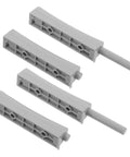 Four Pack No Brainer Push Latch Cabinet Door Catch Hidden Rebound Device in gray, showing front and side angles