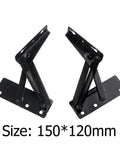 Two Pack Heavy Duty Sofa Bed Spring Hinges With 80 Degree Swing Ideal For Folding Cabinet Lift Up Support No Fuss Setup And Rapid Home Refresh Built Different For The Daily Grind, 150x120mm size, black metal construction.