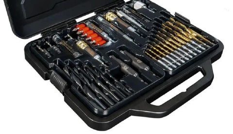 Pro Grade 53 Piece Woodworker Do It All Drill And Drive Bit Set With Titanium Coating shown in open black case