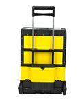 Three Layer Portable Tool Box On Wheels Detachable Tool Chest With Trolley All In One Storage Organizer, rear view.