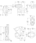 Deluxe Rekeyable Gate Latch Delivers Secure Double Sided Locking For Privacy Fences No Sweat Quick Install diagram with dimensions.