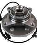 Front Wheel Bearing And Hub Assembly For 2011 2012 2013 2014 Ford F150 Expedition Lincoln Navigator 4WD 6 Lug With ABS Direct Fit Replacement Part 515142 Premium Quality, shown in metal with attached wiring