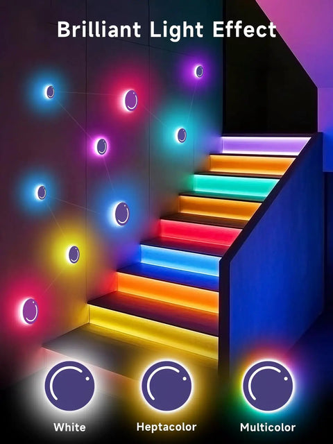 Smart 9 Piece LED DIY Constellation Light Kit With RGB Color Changing, Music Sync, illuminating staircase and wall