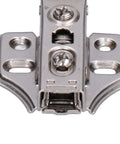 Close-up of metal hinge from Soft Close Cabinet Hinges Kit With 2 Sets Of Concealed Overlay Hinges For Kitchen Cabinets