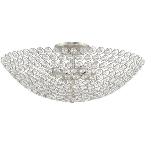 Cassandra 4 Light Brushed Nickel Ceiling Mount Fixture With K9 Crystal Glass For A Clean Modern Vibe And Lit Crystal Glow