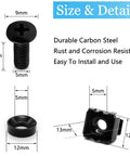 M5x16mm Rack Screws And Cage Nuts With Fender Washers Black Metric Server Mounting Hardware Kit showing dimensions and details.