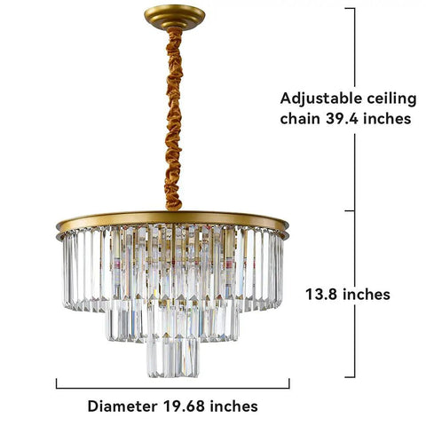 Dope Modern Crystal Chandelier Lighting Fixture With K9 Crystals Round Pendant Ceiling Light, 19.68 inch dia, chrome finish