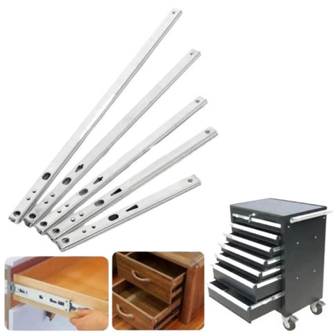 Two Way Full Extension Drawer Slides 2 Pack 17mm Wide 374mm 15 Inch Length With Quick Release Latches