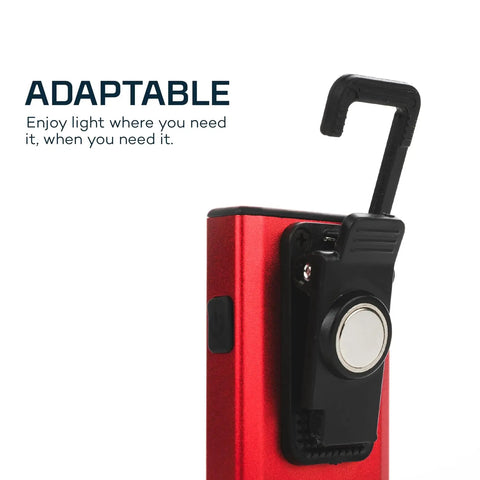 Slim Pocket Flashlight With 500 Lumens Rechargeable Mini EDC Work Light Magnetic Base Dimmable Brightness Durable Water Resistant Red