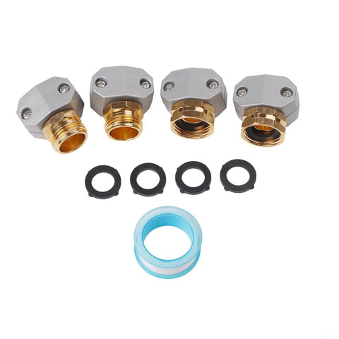 Heavy Duty Hose Repair End Fittings Connectors For 3/4 And 5/8 Inch Hoses, Quick Fix Aluminum And Zinc Alloy With Clamps, 4 Pack