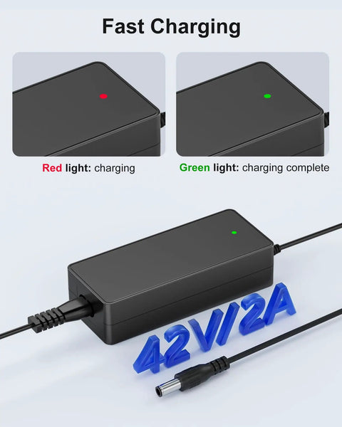42V 2A Fast Charger For Gotrax Electric Scooters Compatible With GXL V2 G2 G3 G4 Apex Glider XR Elite XR Ultra And More Nine Point Eight Foot Cord Power Supply Adapter For 36V Lithium Ion Battery