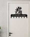 Personalized Gun Theme Wall Hooks For Keys And Clothes, Heavy Duty Matte Black Cast Iron sign on door