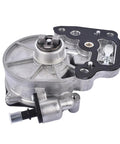 TEKKOAUTO vacuum pump replacement; aluminum body with black mounting gasket, front view