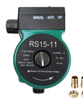 Heavy Duty Cast Iron Water Pressure Booster Pump 110 Volt 150 Watt Recirculator With US Plug For Floor Heating And Hot Water Circulation Fast Flow Ultra Quiet Setup Saves Energy Silent Operation Home Plumbing Fix Nice Ride For Faster Showers showing control panel and connection fittings.