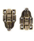 Retro Bronze Style Box Toggle Latch with Padlock Hole, antique iron duckbilled hasp latch shown front view, for boxes and cabinets, 59x40 mm.