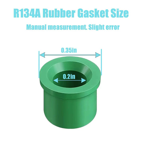 Green rubber gasket from 100 Pack Rubber Gasket Replacement Kit For Automotive HVAC O Ring Seals Fits One Quarter Inch Quick Coupler Hoses And Manifold Repair R134A And R410A Refrigerant Systems, showing dimensions.