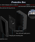 Rock Solid Wall Mount EV Charger Cable Organizer Box Weatherproof Durable Steel Charging Station Holder with U-shaped outlet.