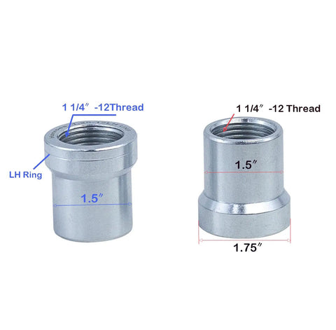 Beefed Up Heavy Duty 1.25 Inch Heim Joint Rod End Kit With Left And Right Hand Threads Chromoly Panhard Rod End For Traction Bars And Tie Rods Includes Spacer Tube Adapters And Jam Nuts For Durable Off Road Steering Linkage, LH and RH ring adapters