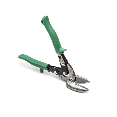 MetalMaster Offset Aviation Snips Set With M6R And M7R For Straight Left And Right Curves, Serrated Blades, Green Handles