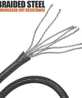 Close-up of 7 braided steel strands, Heavy Duty 30Ft Security Cable With Loops 10mm Braided Steel Cut Resistant And Weatherproof