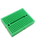 Green mini breadboard from Six Piece 170 Tie Points Mini Breadboard Kit With 65 Jumper Wires For Arduino And Raspberry Pi Diy Projects Solderless