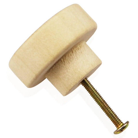 16 Pack Wood Cabinet Knobs 1.53 Inch Flat Top Round Dresser Drawer Knobs Unfinished Furniture Pull Handles with screw included