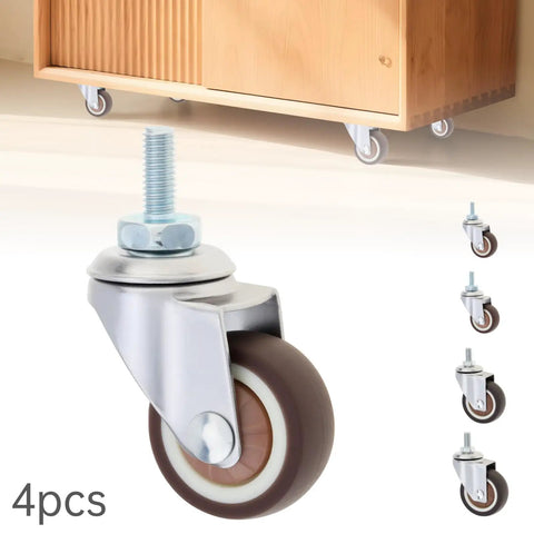 4 Pack 2 Inch TPR Rubber Caster Wheels For Furniture Quiet Ball Bearing Rollers Floor Savers Heavy Duty swivel with metal stem