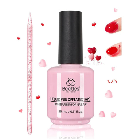 Colored Liquid Latex For Nails Peel Off Barrier 15ml bottle with nail stick and heart decorations for manicures