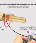 2 Pack Brass Air Hose Barb Fittings Adapter Set Three Eighths Inch Barb To One Quarter Inch NPT Male Pipe Connectors installation