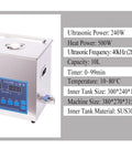 Degassing Ultrasonic Cleaner 10L For DPF PCB And Jewelry Cleaning, The Go To Lab Grade Sweep Frequency Ultrasonic Bath with display