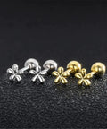 18G Tiny Flower Cartilage Earrings For Women And Girls In 925 Sterling Silver Daisy Studs With 3mm Ball Screw Back Sleeper Tragus Post Hypoallergenic Piercing Body Jewelry silver and gold flower studs