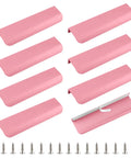 Sleek Finger Edge Pull 8 Pack Hidden Drawer Handles Modern Curved Aluminum Alloy Invisible Cabinet Pulls 150mm Pink For Kitchen Furniture And DIY Renovations, showing pink edge pulls with screws.