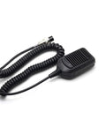 HM-36 Microphone Replacement For ICOM Transceivers With Up Down Buttons Clear Audio 8-Pin Plug and coiled cable, top view.