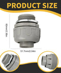 One Inch Nylon Conduit Connectors Straight Grey 15 Pack Liquid Tight Fittings With O Ring Domed Nut And Steel Locknut Durable Nylon 6 Construction Rust-Resistant Impact-Resistant DIY Friendly, 1 inch connector with size details