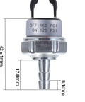 Air Pressure Switch 120 PSI To 150 PSI For 120V AC Air Compressors, Auto On At 120 PSI And Off At 150 PSI, measure diagram visible.