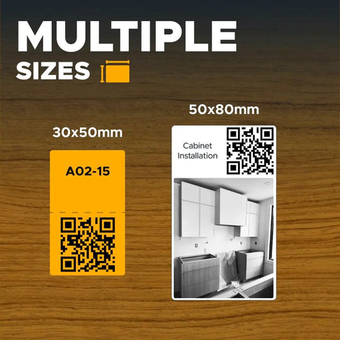 Label sizes for P1L Portable Bluetooth Thermal Construction Label Printer For Jobsites With QR Codes And One Click Labels Battery Powered Quick Templates Rugged Mobile Label Maker For Materials And Locations.