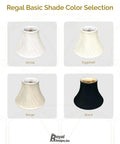 Image showing four shades including Twisted Pleat Bell Lamp Shade Black Gold 6 x 12 x 9 Silk Type Shantung Fabric
