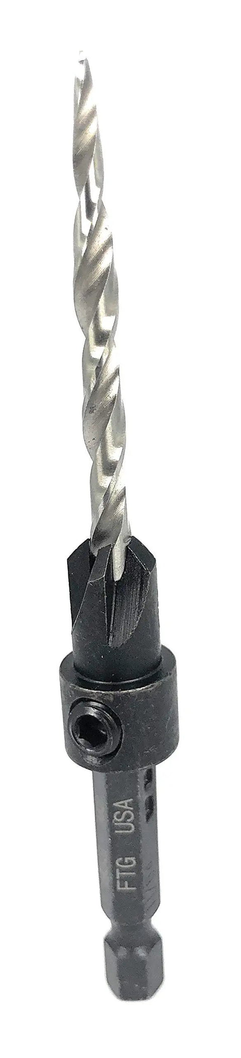 Adjustable Wood Countersink Drill Bit Set For Woodworking With 11/64 Inch Countersink And Size Eight Bit Four Cutter Pro Grade High Speed Steel