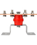 Premium Copper Ground Bus Bar Kit 6x1.96x0.11 Inches With 8 Terminal Positions And SM40 Insulators, C12200 copper bus bar mounted on red insulator