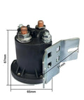Heavy Duty 200 Amp Oil Pump Contactor Switch Relay For 12V And 24V Forklift Stackers Electric Tail Plate Start Unit close-up showing dimensions and connection terminals.