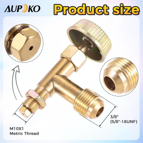 Brass Propane Gas Control Valve With 3/8 Inch Male Flare Thread And M10x1 Metric Thread, high pressure needle valve close-up