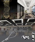 20 Pieces Upgraded Wire Rope Cable Clamps With 3mm Wire Holes, shown in indoor settings, chandelier, and office environment.