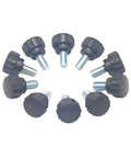 10 Pack M5 Threaded Knurled Thumb Screws Black Round Grip Knobs For Machinery Lathe Setup Carbon Steel With ABS Core