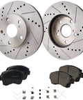 Pair of drilled/slotted front brake rotors with pads and hardware for Toyota Sienna/Camry/Avalon and Lexus ES300, Amazon