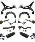 Premium 14 Piece Steering Suspension Repair Kit For Dodge Durango Grand Cherokee 11-15 including control arms, ball joints, and tie rods.