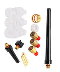 Premium Welding Torch Accessory Kit For EEE WP9 WP20 TIG Systems includes 2mm glass cups, nozzles, brass parts for welding tasks.